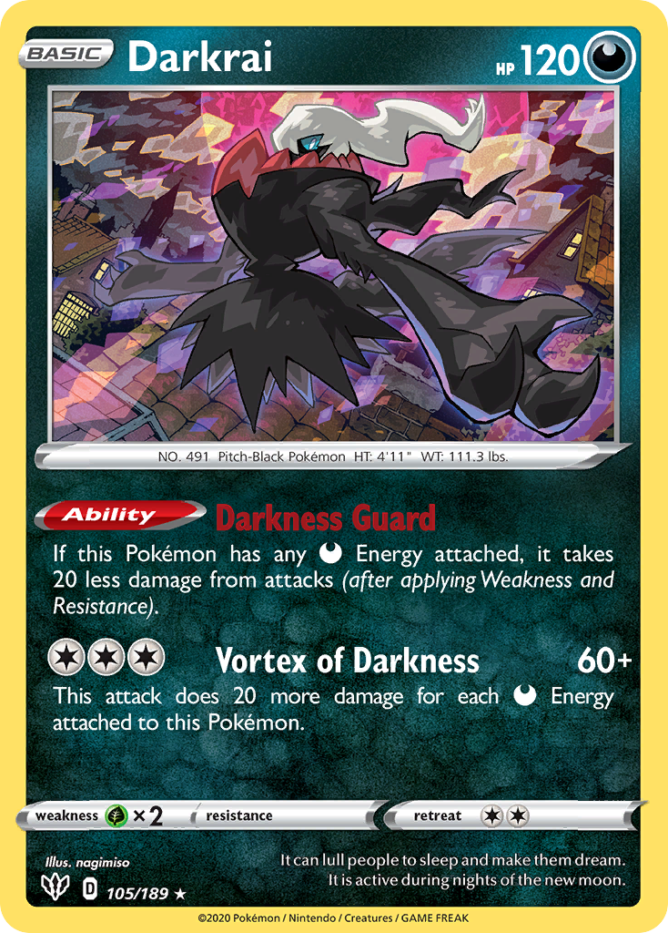 Darkrai (105/189) (Cosmos Holo) [Sword & Shield: Darkness Ablaze] | Chromatic Games