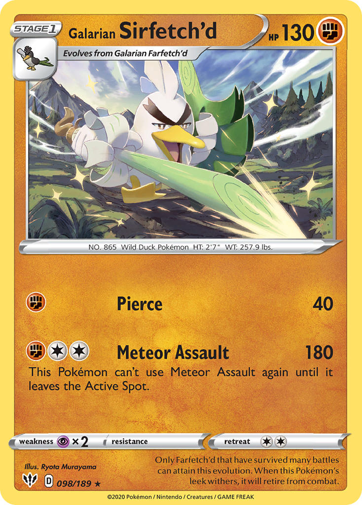 Galarian Sirfetch'd (098/189) (Cracked Ice holo) (Theme Deck Exclusive) [Sword & Shield: Darkness Ablaze] | Chromatic Games