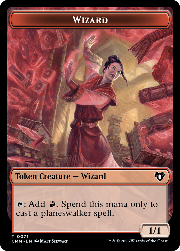 Chandra, Awakened Inferno Emblem // Wizard Double-Sided Token [Commander Masters Tokens] | Chromatic Games