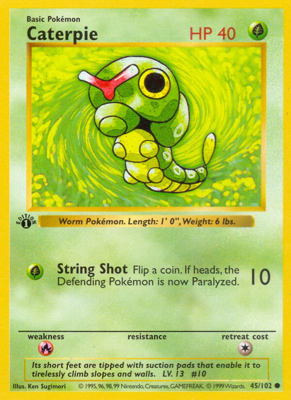 Caterpie (45/102) (Shadowless) [Base Set 1st Edition] | Chromatic Games