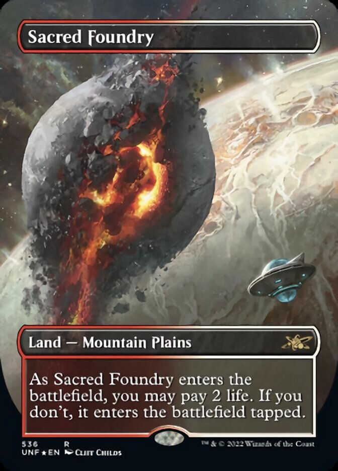 Sacred Foundry (Borderless) (Galaxy Foil) [Unfinity] | Chromatic Games