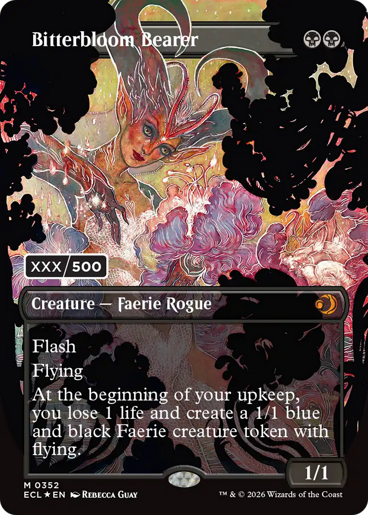 Bitterbloom Bearer (Borderless) (Serial Numbered) [Lorwyn Eclipsed Promos] | Chromatic Games