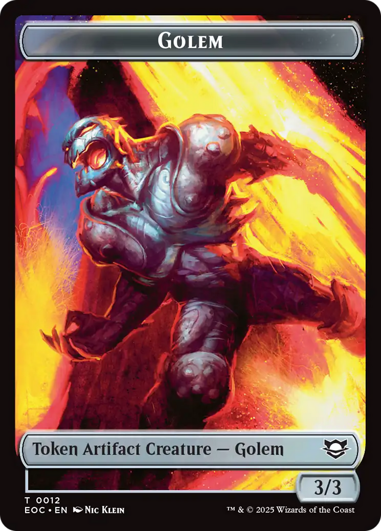 Bird // Golem (0012) Double-Sided Token [Edge of Eternities Commander Tokens] | Chromatic Games