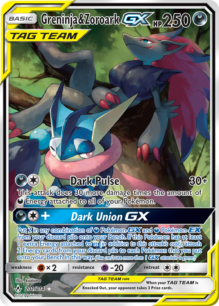 Greninja & Zoroark GX (201/214) [Sun & Moon: Unbroken Bonds] | Chromatic Games