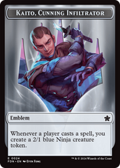Emblem - Kaito, Cunning Infiltrator // Ninja Doubled-Sided Token [Foundations Tokens] | Chromatic Games