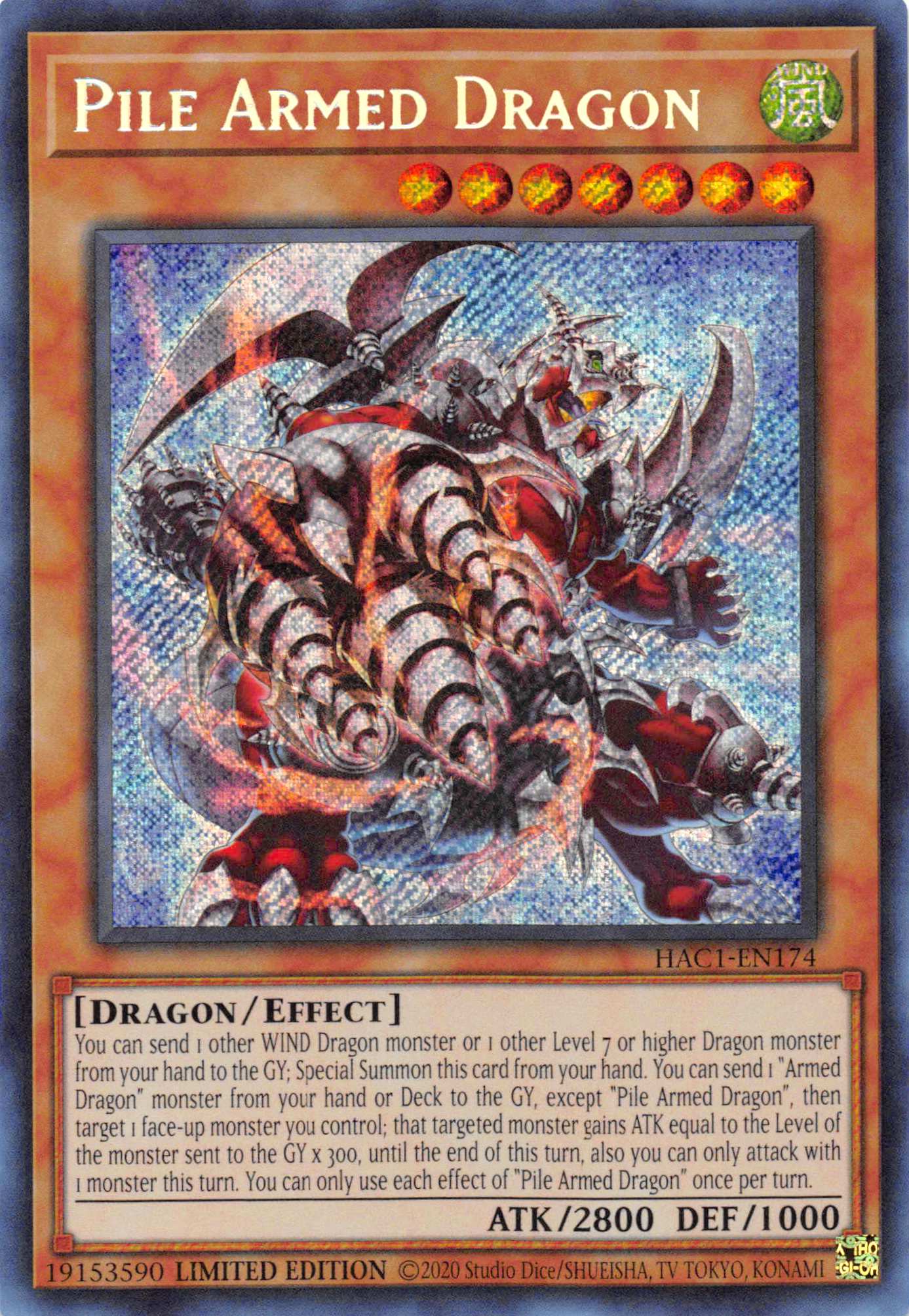 Pile Armed Dragon [HAC1-EN174] Secret Rare | Chromatic Games