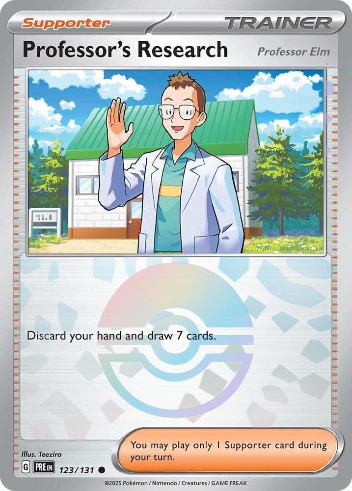 Professor's Research (123/131) [Professor Elm] (Poke Ball Pattern) [Scarlet & Violet: Prismatic Evolutions] | Chromatic Games