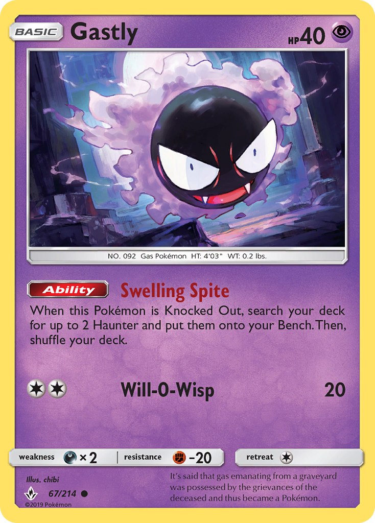 Gastly (67/214) [Sun & Moon: Unbroken Bonds] | Chromatic Games