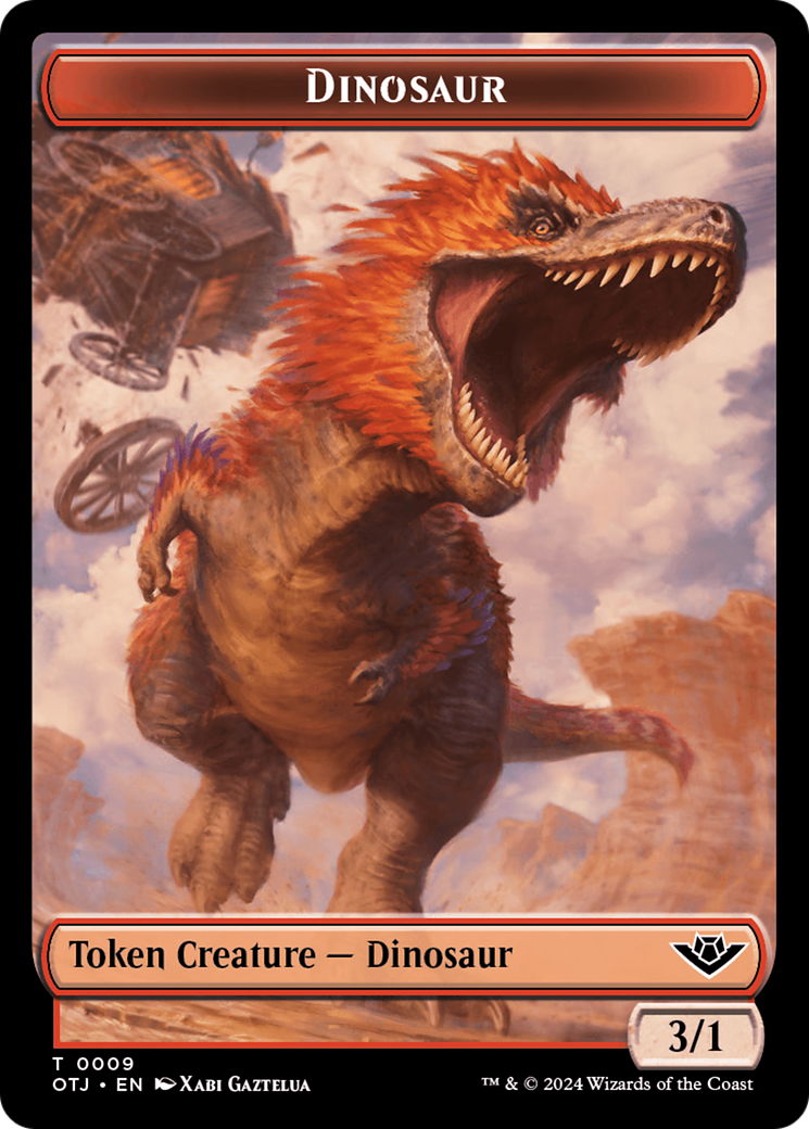 Treasure // Dinosaur Double-Sided Token [Outlaws of Thunder Junction Tokens] | Chromatic Games