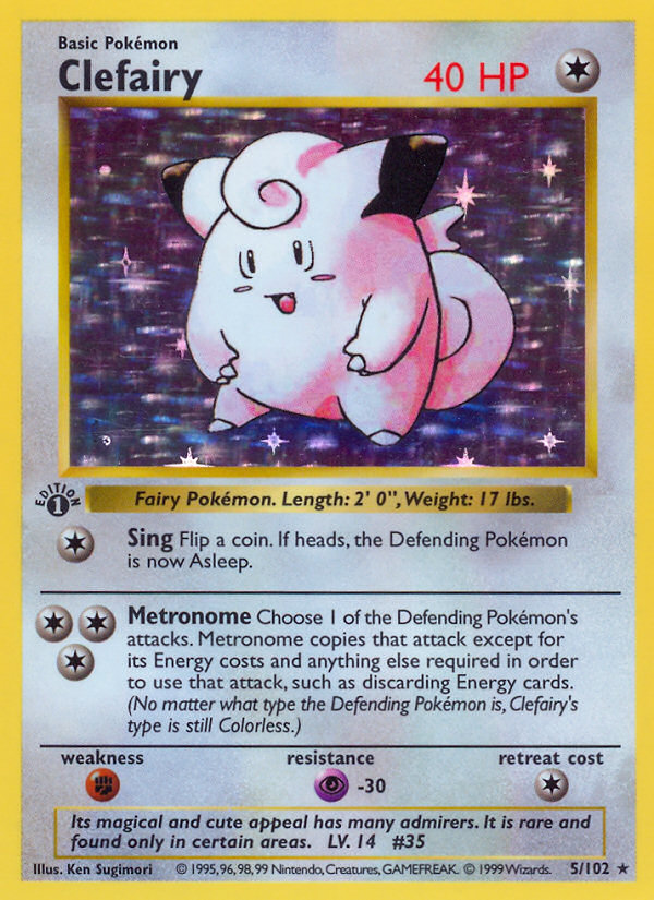 Clefairy (5/102) (Shadowless) [Base Set 1st Edition] | Chromatic Games