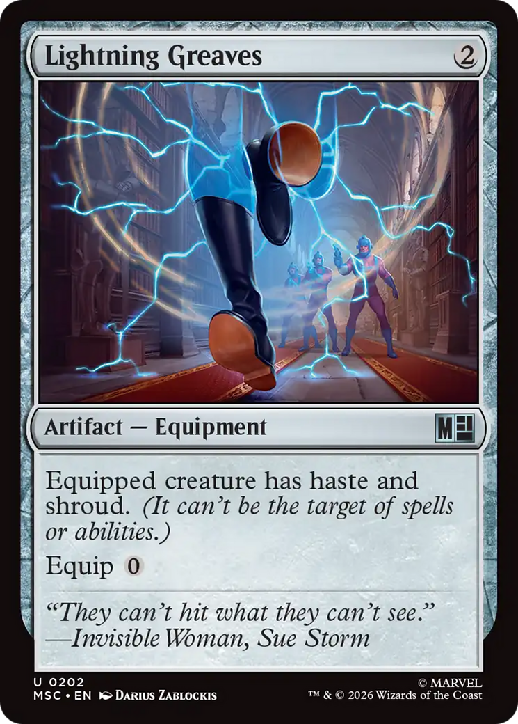 Lightning Greaves (Surge Foil) [Marvel Super Heroes Commander] | Chromatic Games