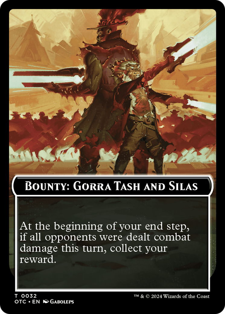 Bounty: Gorra Tash and Silas // Bounty Rules Double-Sided Token [Outlaws of Thunder Junction Commander Tokens] | Chromatic Games