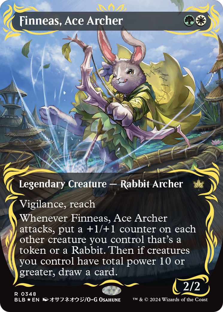 Finneas, Ace Archer (Borderless) (Raised Foil) [Bloomburrow] | Chromatic Games