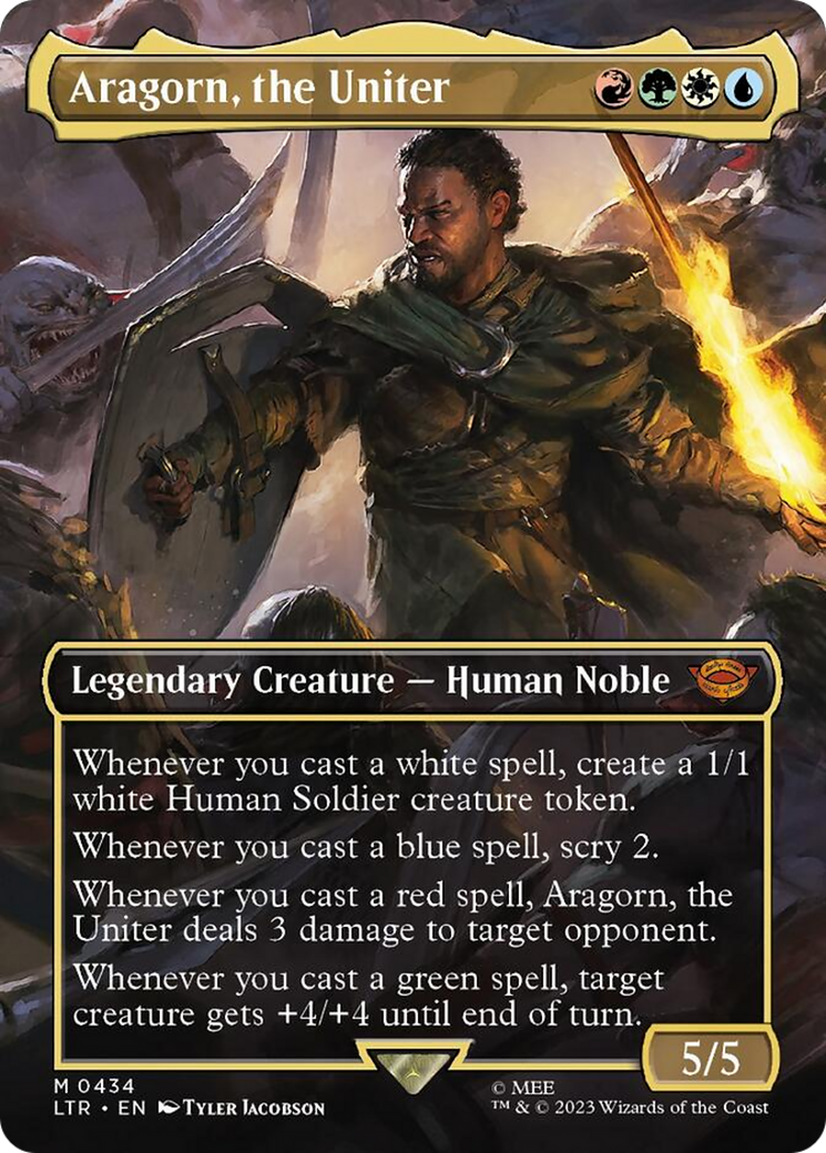 Aragorn, the Uniter (Borderless Alternate Art) [The Lord of the Rings: Tales of Middle-Earth] | Chromatic Games