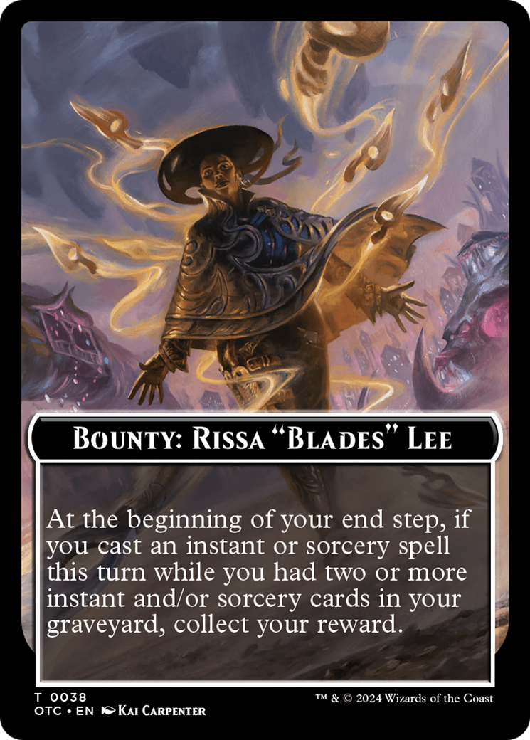 Bounty: Rissa "Blades" Lee // Bounty Rules Double-Sided Token [Outlaws of Thunder Junction Commander Tokens] | Chromatic Games