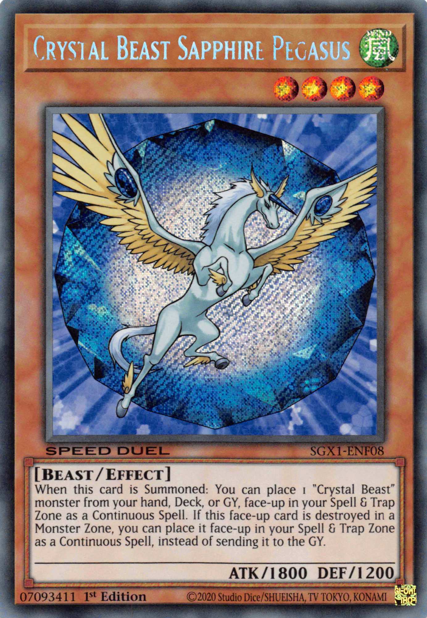 Crystal Beast Sapphire Pegasus [SGX1-ENF08] Secret Rare | Chromatic Games