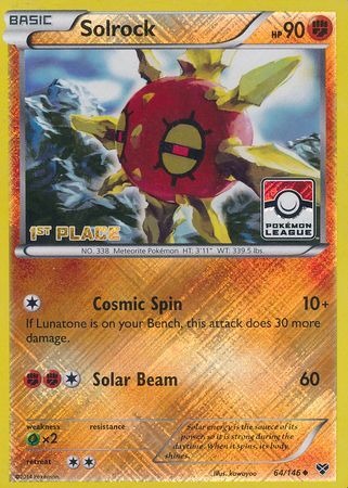 Solrock (64/146) (1st Place League Challenge Promo) [XY: Base Set] | Chromatic Games