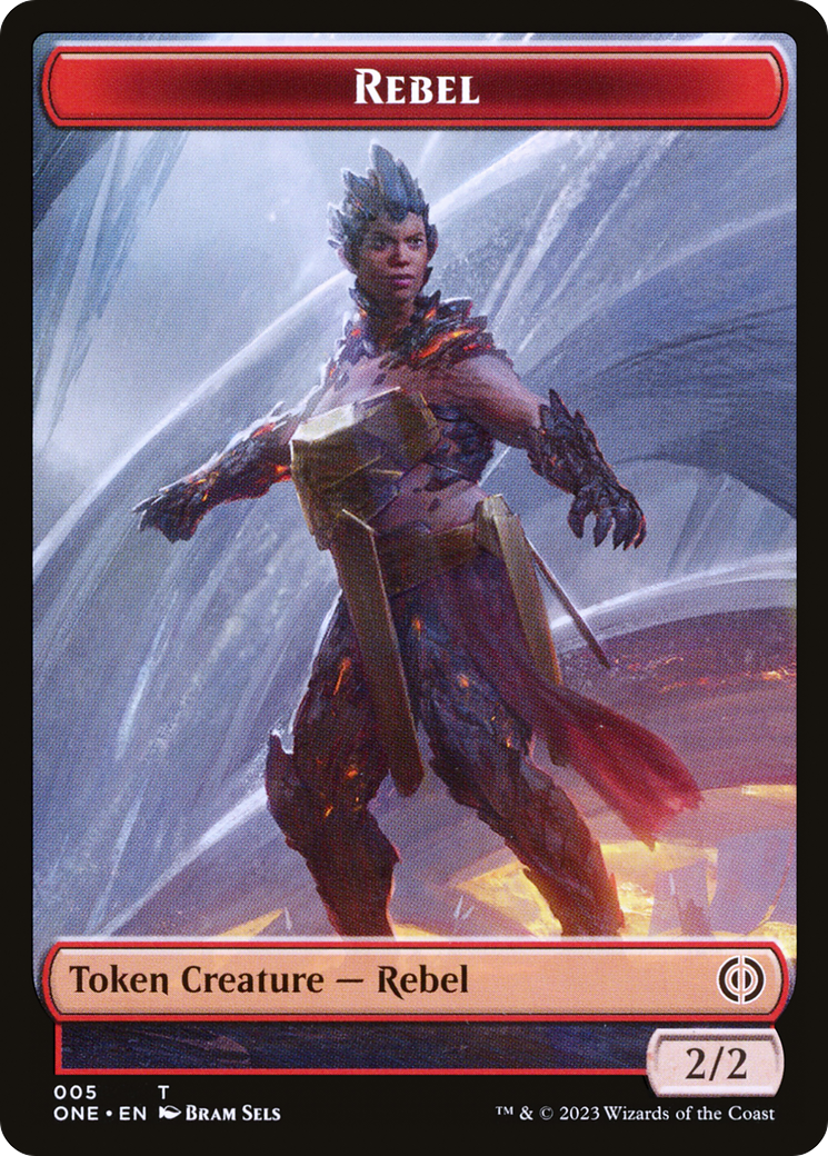 Rebel // The Hollow Sentinel Double-Sided Token [Phyrexia: All Will Be One Tokens] | Chromatic Games