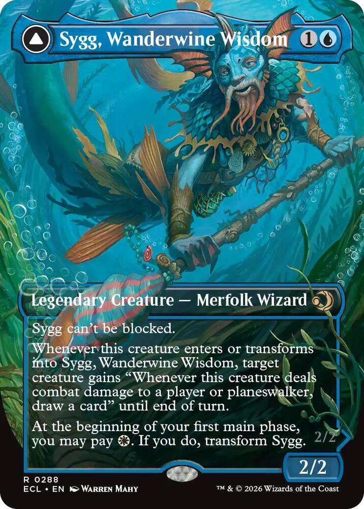Sygg, Wanderwine Wisdom // Sygg, Wanderbrine Shield 288 (Lorwyn Eclipsed)  - Borderless Foil | Chromatic Games