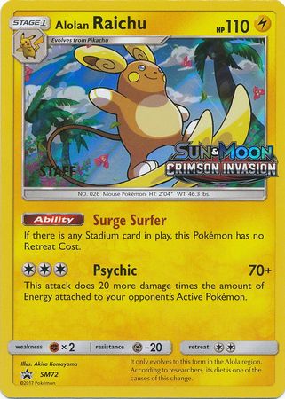 Alolan Raichu (SM72) (Staff Prerelease Promo) [Sun & Moon: Black Star Promos] | Chromatic Games