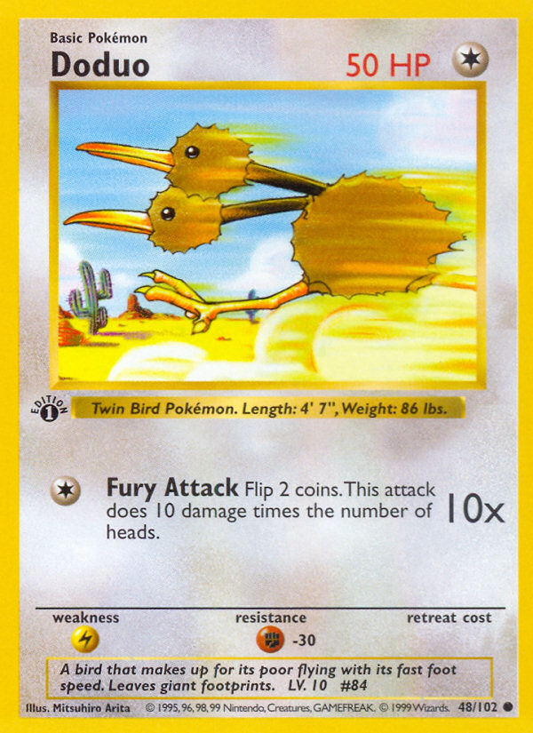 Doduo (48/102) (Shadowless) [Base Set 1st Edition] | Chromatic Games