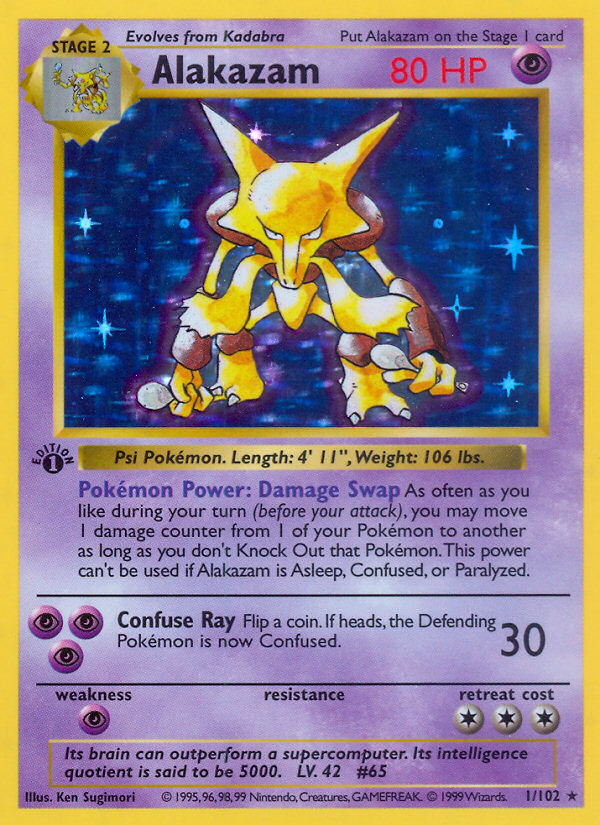 Alakazam (1/102) (Shadowless) [Base Set 1st Edition] | Chromatic Games