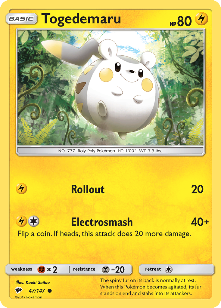 Togedemaru (47/147) [Sun & Moon: Burning Shadows] | Chromatic Games
