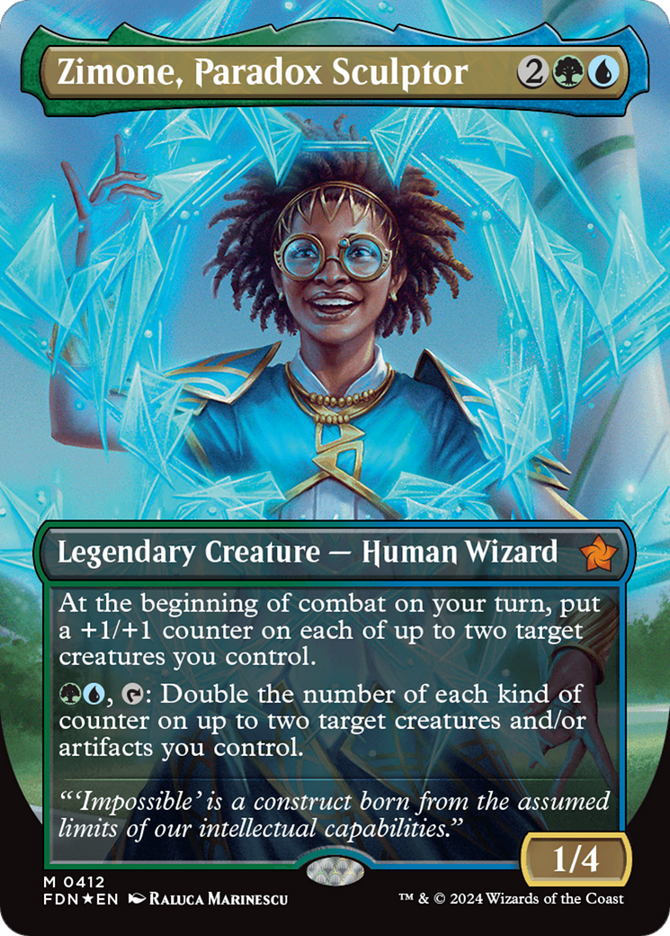 Zimone, Paradox Sculptor (Borderless) (Mana Foil) [Foundations] | Chromatic Games