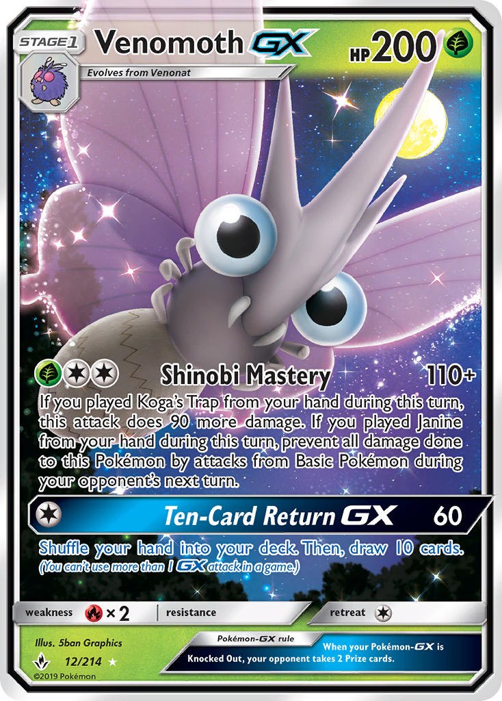 Venomoth GX (12/214) [Sun & Moon: Unbroken Bonds] | Chromatic Games