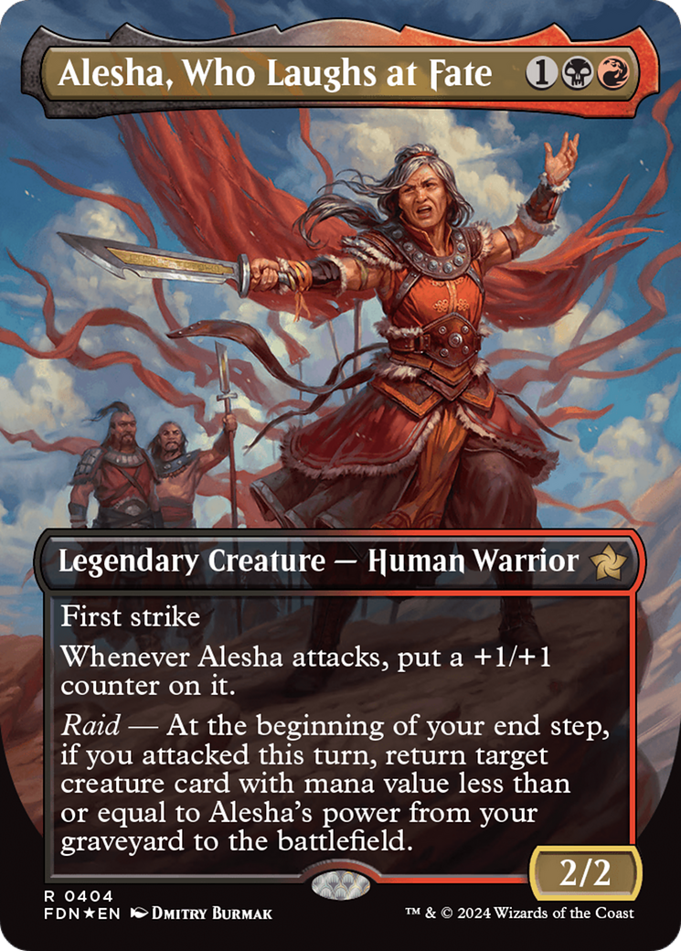 Alesha, Who Laughs at Fate (Borderless) (Mana Foil) [Foundations] | Chromatic Games