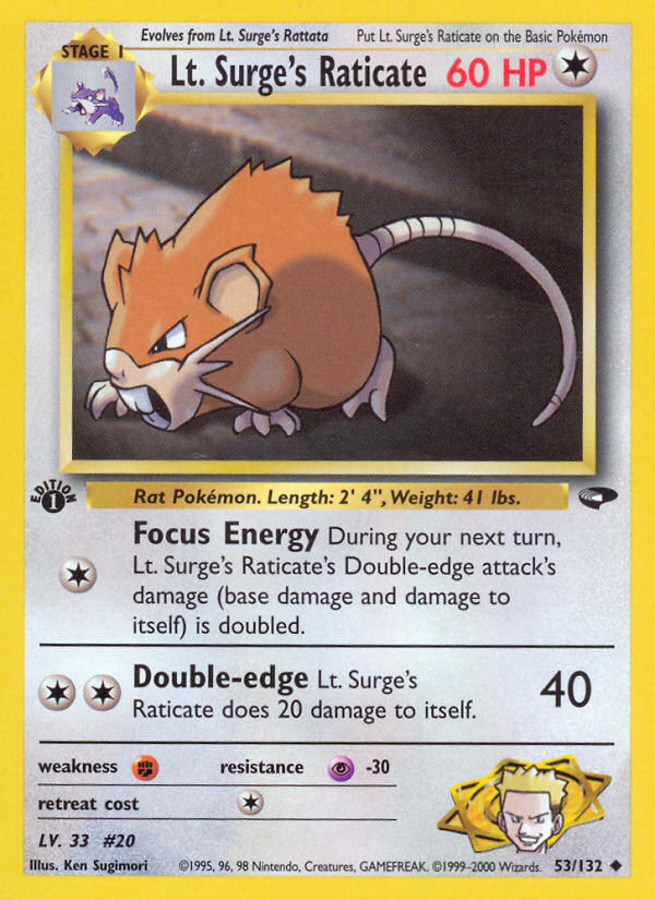 Lt. Surge's Raticate (53/132) [Gym Challenge 1st Edition] | Chromatic Games