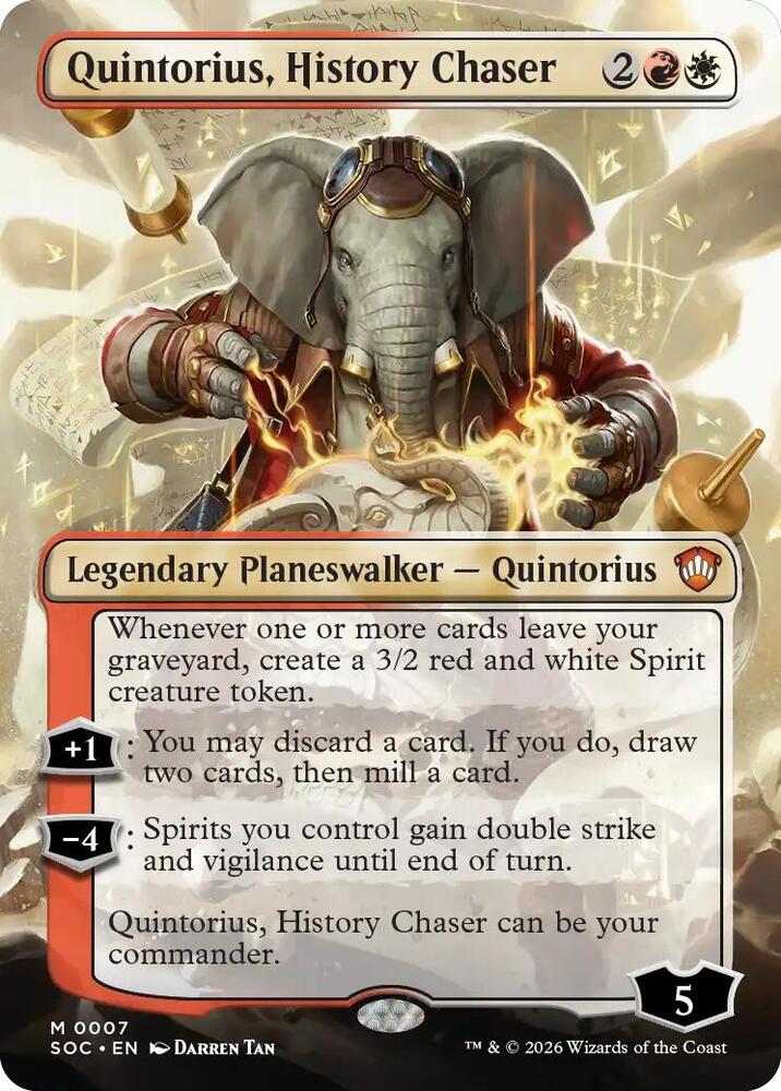 Quintorius, History Chaser 7 (Commander: Secrets of Strixhaven)  - Borderless | Chromatic Games
