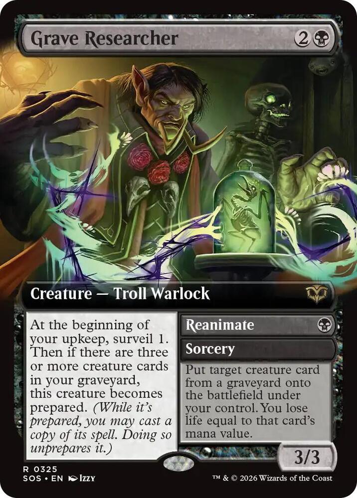 Grave Researcher // Reanimate 325 (Secrets of Strixhaven)  - Extended Art | Chromatic Games