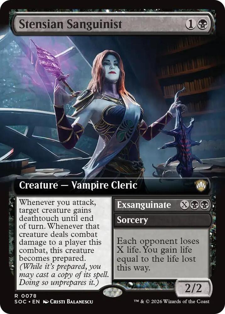 Stensian Sanguinist // Exsanguinate 78 (Commander: Secrets of Strixhaven)  - Extended Art | Chromatic Games