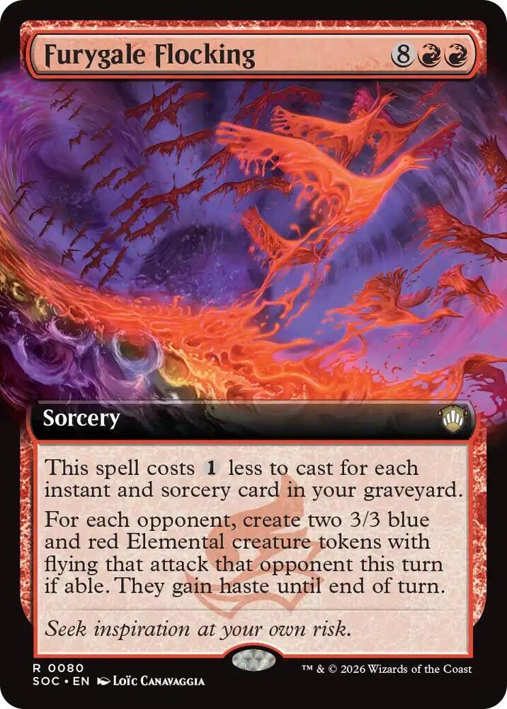 Furygale Flocking 80 (Commander: Secrets of Strixhaven)  - Extended Art | Chromatic Games