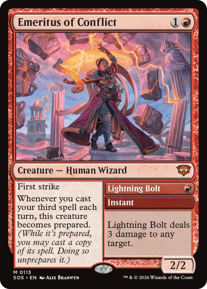 Emeritus of Conflict // Lightning Bolt 113 (Secrets of Strixhaven)  | Chromatic Games