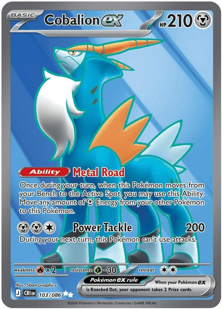 Cobalion ex 103/086 (ME04: Chaos Rising)  - Holofoil | Chromatic Games