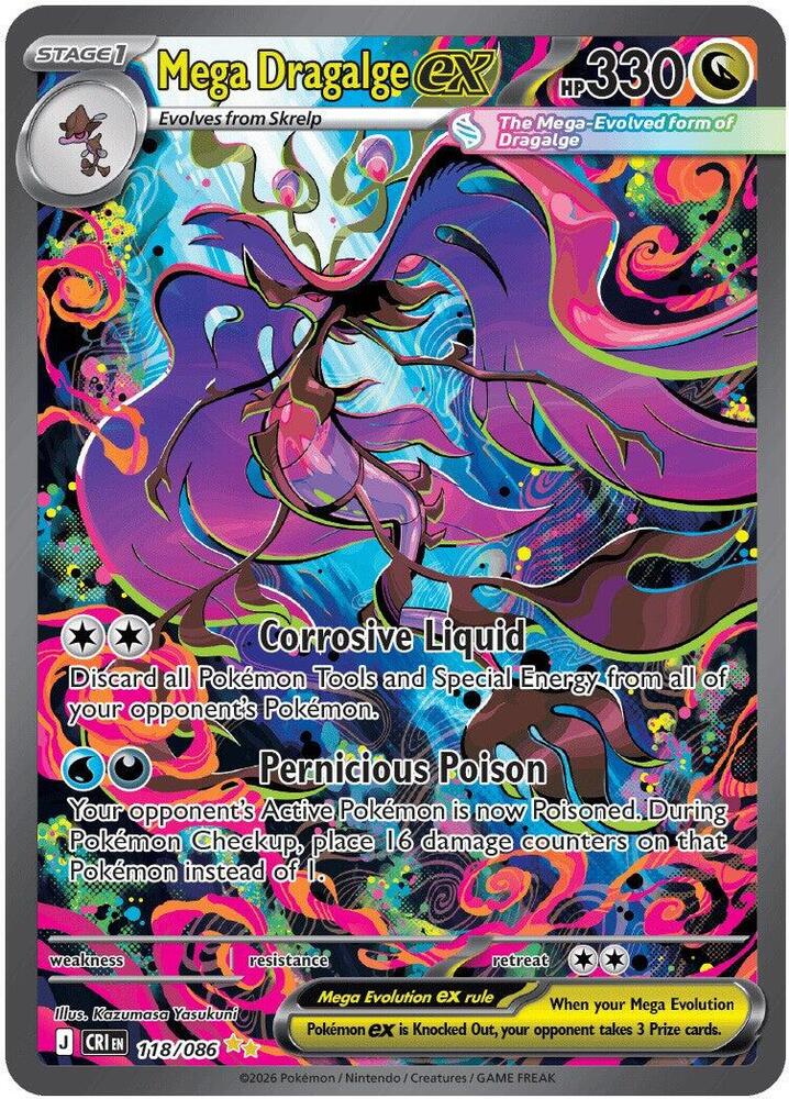 Mega Dragalge ex 118 086 118/086 (ME04: Chaos Rising)  - Holofoil | Chromatic Games