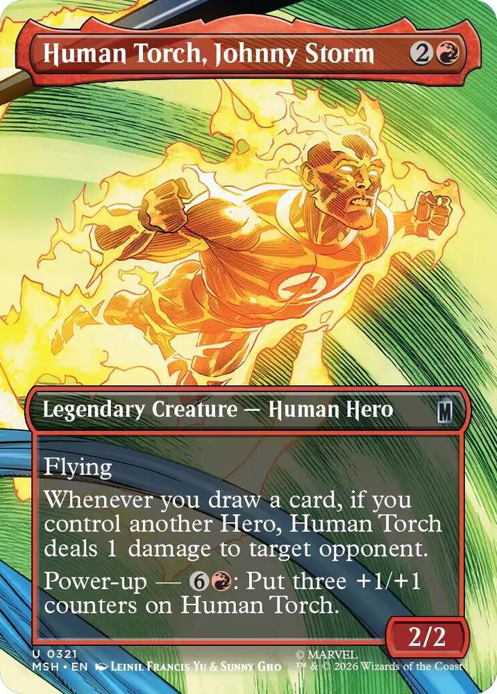 Human Torch, Johnny Storm 321 (Marvel Super Heroes)  - Borderless Foil | Chromatic Games