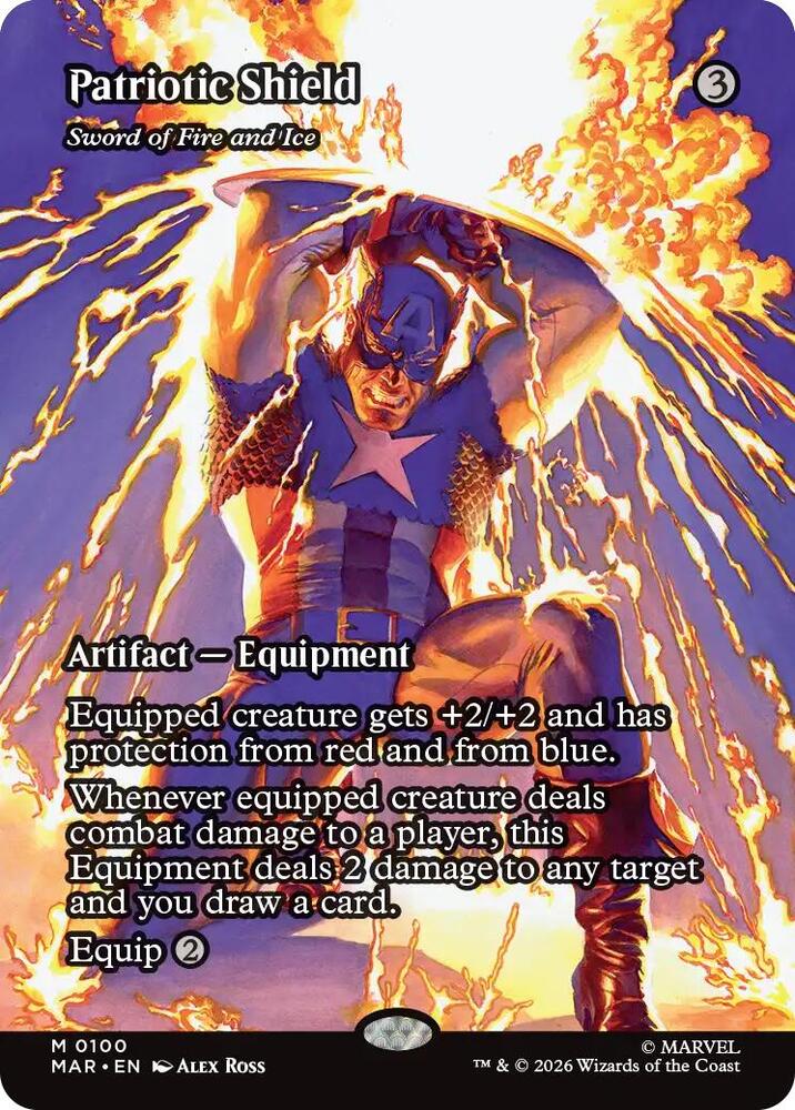 Patriotic Shield // Sword of Fire and Ice 100 (Marvel Universe Eternal-Legal)  - Borderless | Chromatic Games