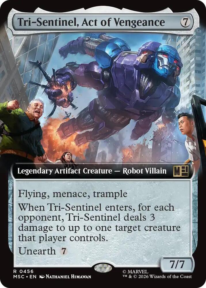 Tri Sentinel Act of Vengeance Extended Art 456 (Commander: Marvel Super Heroes)  - Extended Art | Chromatic Games