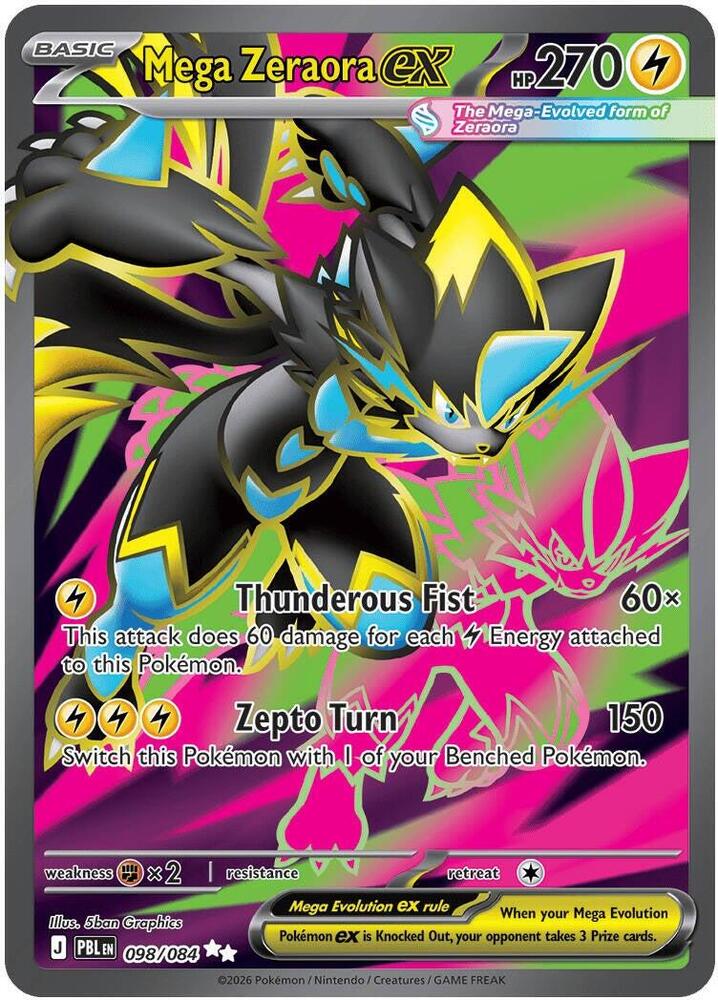 Mega Zeraora ex 098/084 (ME05: Pitch Black)  - Holofoil | Chromatic Games