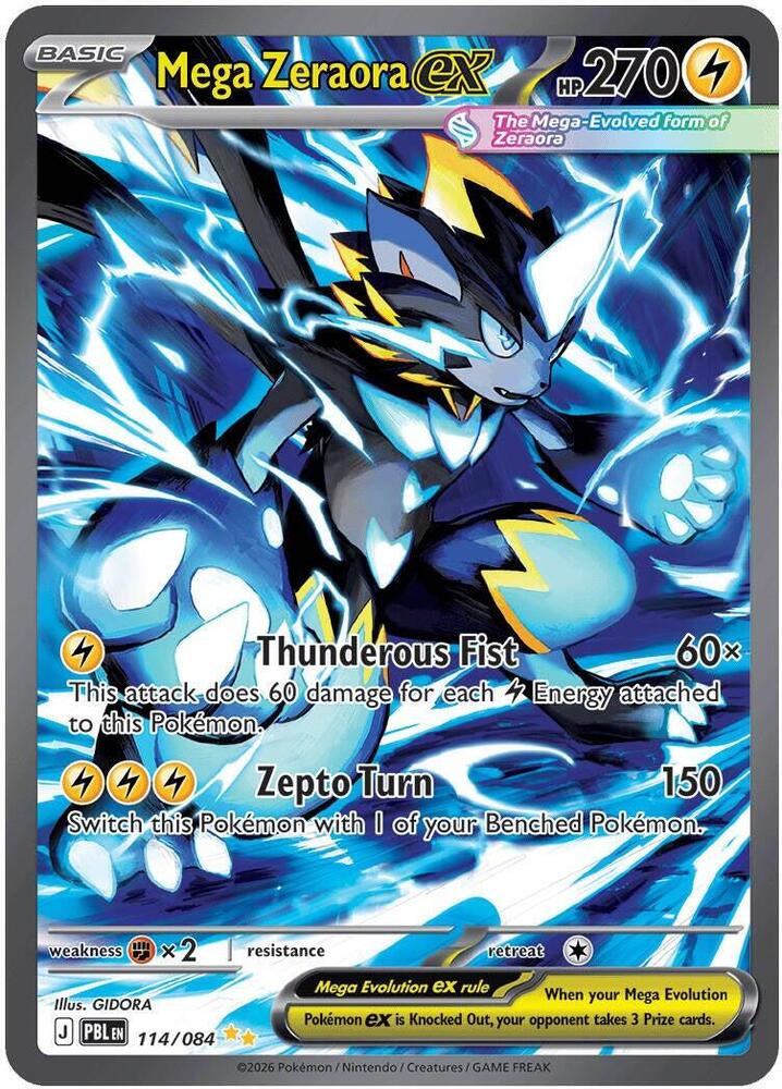 Mega Zeraora ex 114/084 (ME05: Pitch Black)  - Holofoil | Chromatic Games