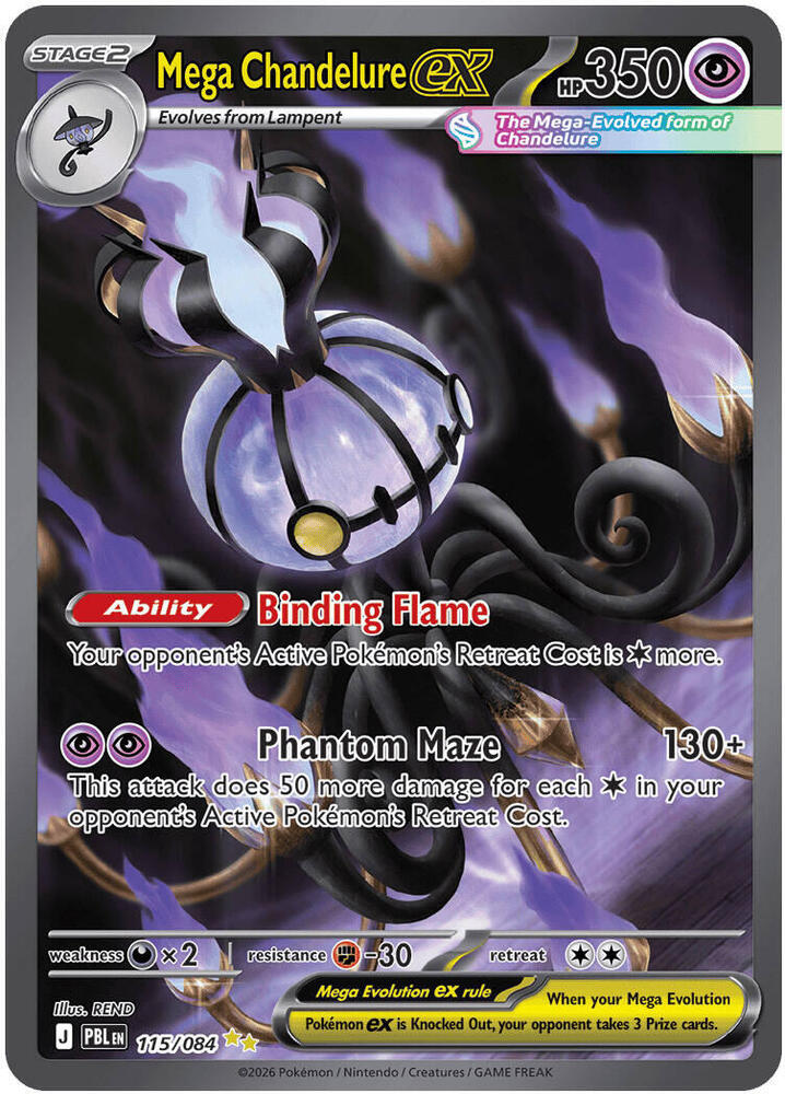 Mega Chandelure ex 115/084 (ME05: Pitch Black)  - Holofoil | Chromatic Games