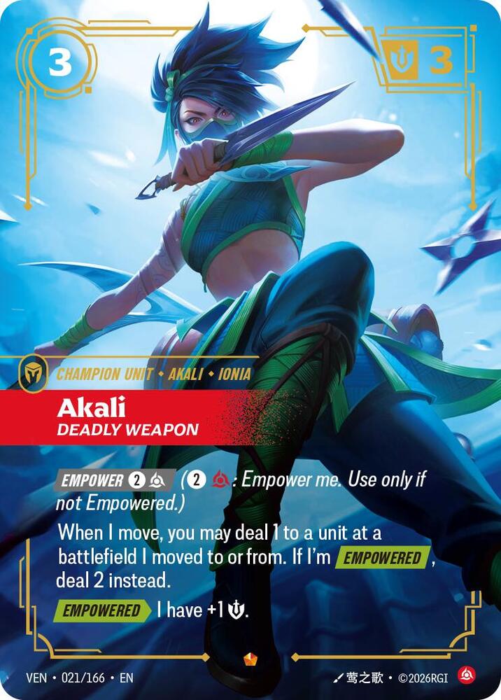 Akali - Deadly Weapon 021/166 (Vendetta)  - Foil | Chromatic Games
