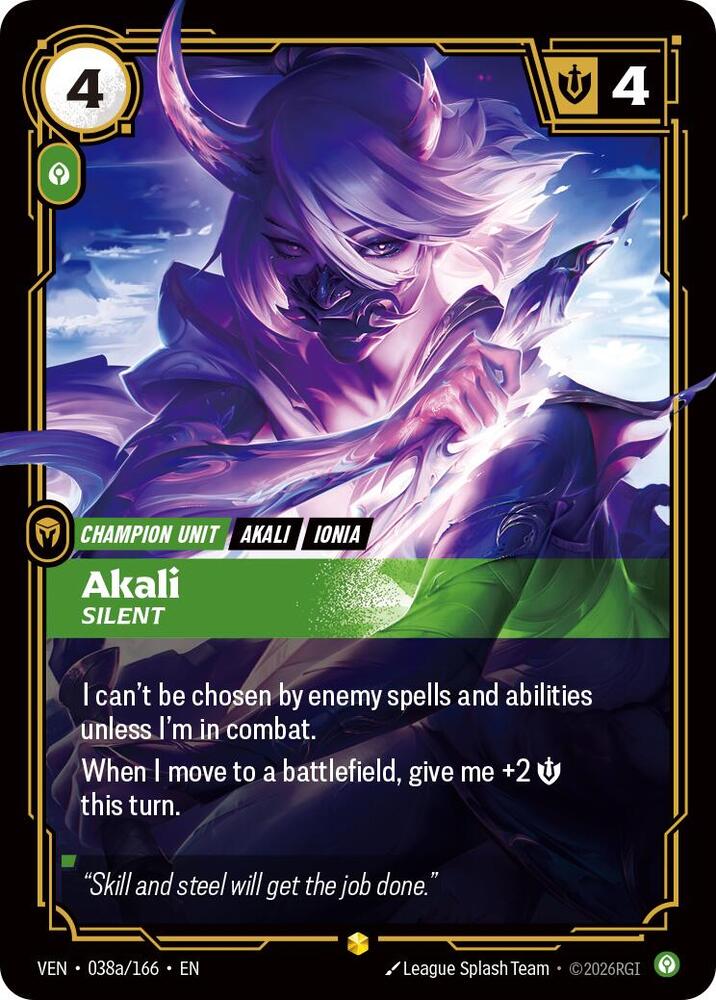 Akali - Silent 038a/166 (Vendetta)  - Foil | Chromatic Games