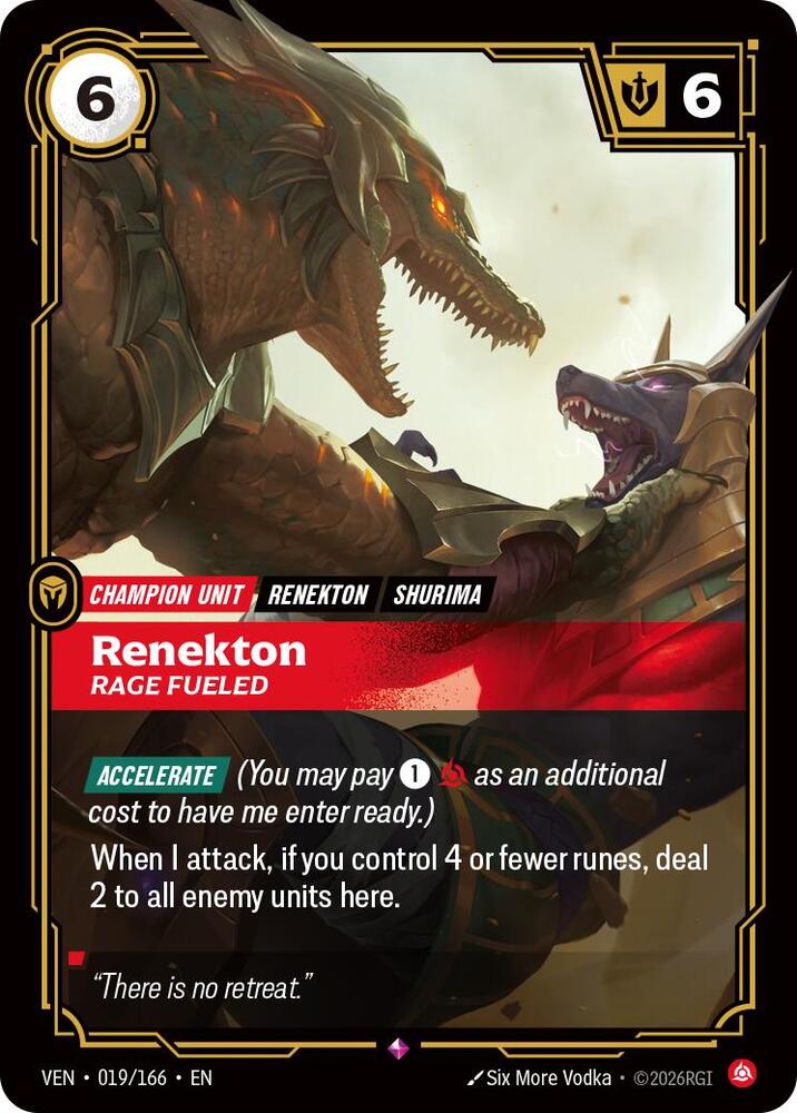 Renekton - Rage Fueled 019/166 (Vendetta)  - Foil | Chromatic Games