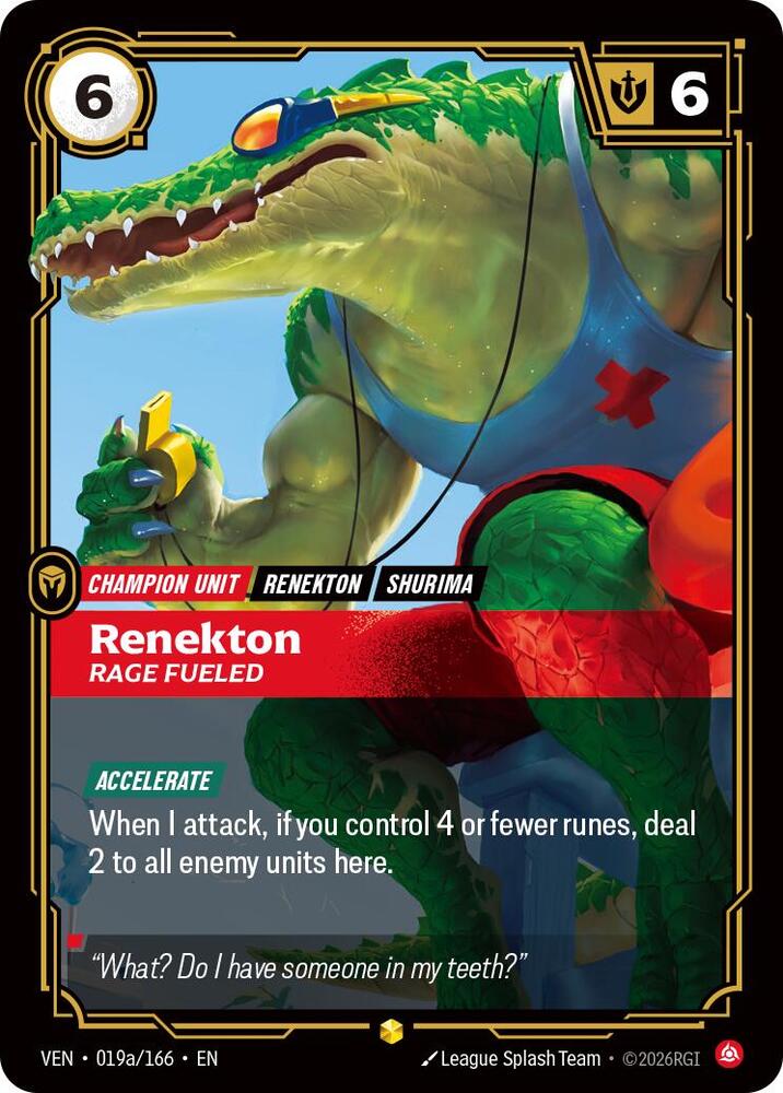 Renekton - Rage Fueled 019a/166 (Vendetta)  - Foil | Chromatic Games