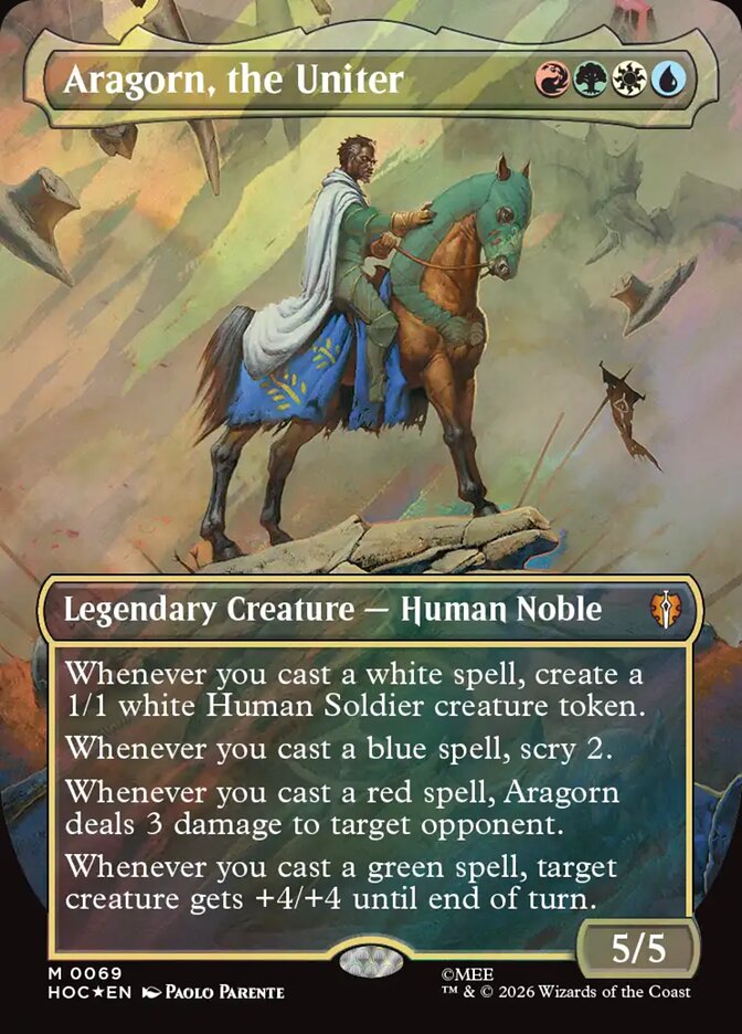 Aragorn, the Uniter 69 (The Hobbit: Eternal-Legal)  - Borderless Surge Foil | Chromatic Games