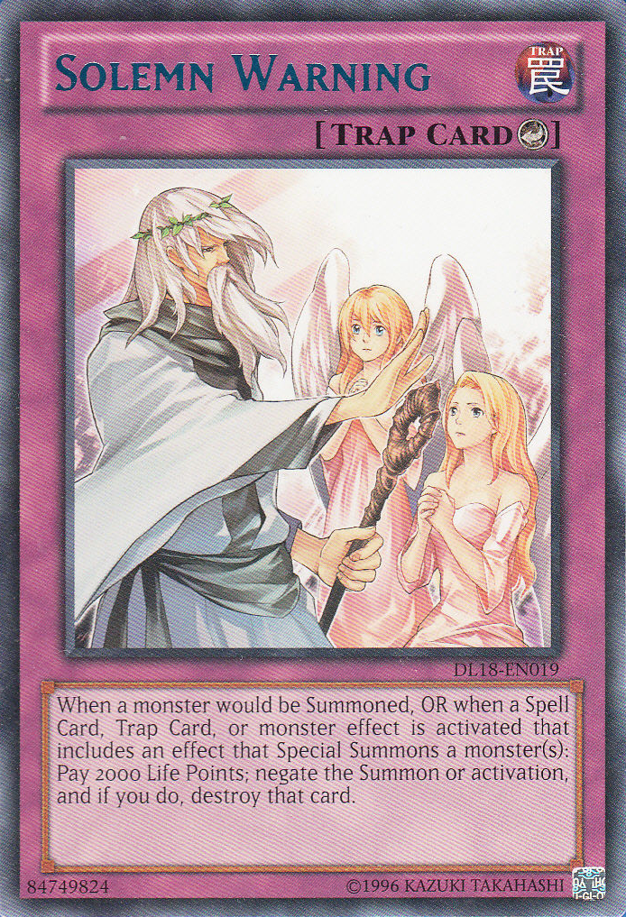 Solemn Warning (Blue) [DL18-EN019] Rare | Chromatic Games